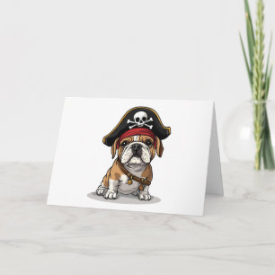 Carte Joyeux crâne Pirate anglais Bulldog Birthday