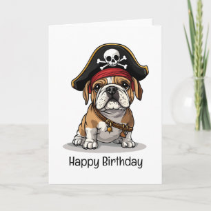 Carte Joyeux crâne Pirate anglais Bulldog Birthday