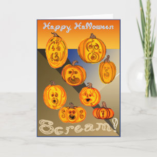 Carte Joyeux cri d'Halloween ! Citrouille hurlant