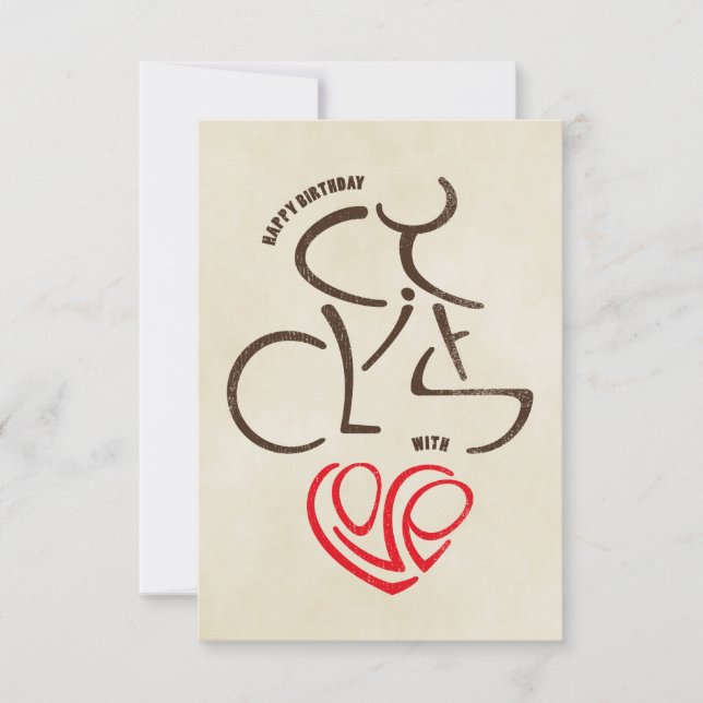 Carte Joyeux Cycliste D'Anniversaire Avec Amour (Devant)