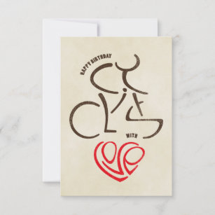 Carte Joyeux Cycliste D'Anniversaire Avec Amour