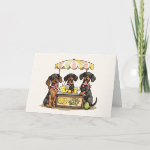 Carte Joyeux Dachshund Dogs Lemonade Stand