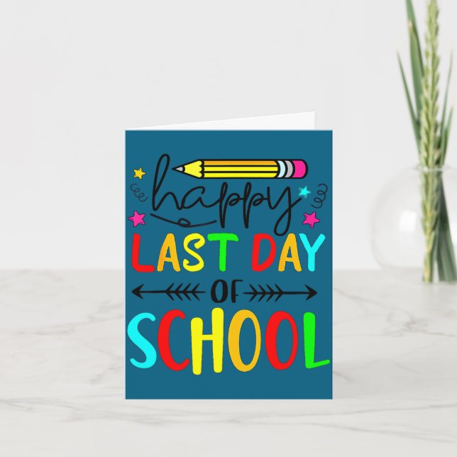 Carte Joyeux dernier jour d'école enfants professeur élè (Devant)