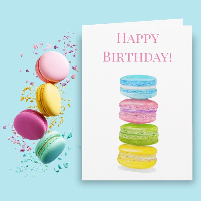 Carte Joyeux dessin au crayon couleur des Macarons d'ann (Artistic Indulgence: Sweeten Their Birthday with a Macaroon Masterpiece!)