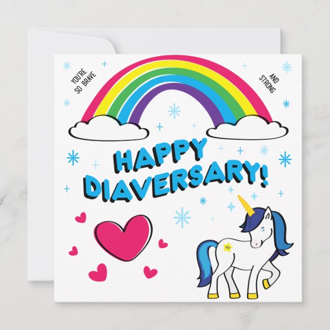 Carte Joyeux Diaversaire [Licorne Bleue] (Devant)