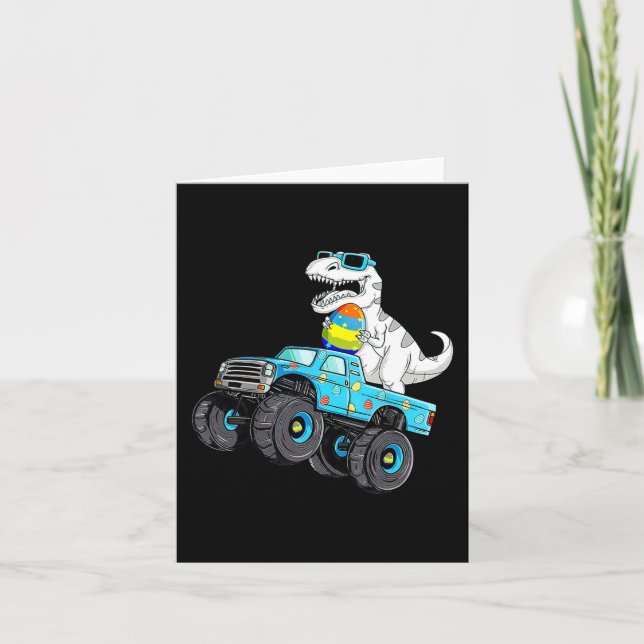 Carte Joyeux Dinosaure de Pâques Monster Truck T Rex B (Devant)