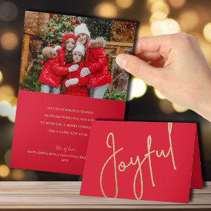 Carte Joyeux d'or sur le Rouge Plié photo Noël