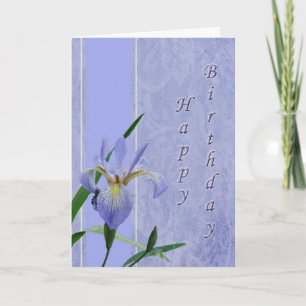 Carte Joyeux drapeau bleu anniversaire - Iris sauvage