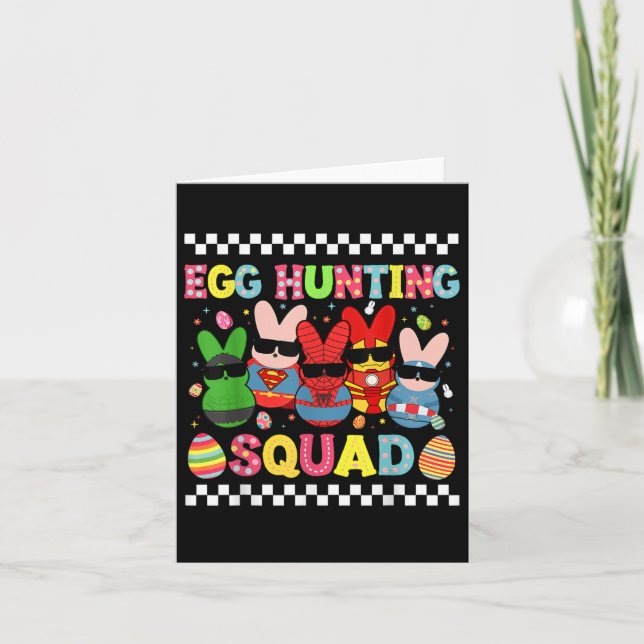 Carte Joyeux Easter Bunny Egg Hung Squad Crew Famille B (Devant)