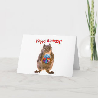 Carte Joyeux écureuil d'anniversaire avec présent