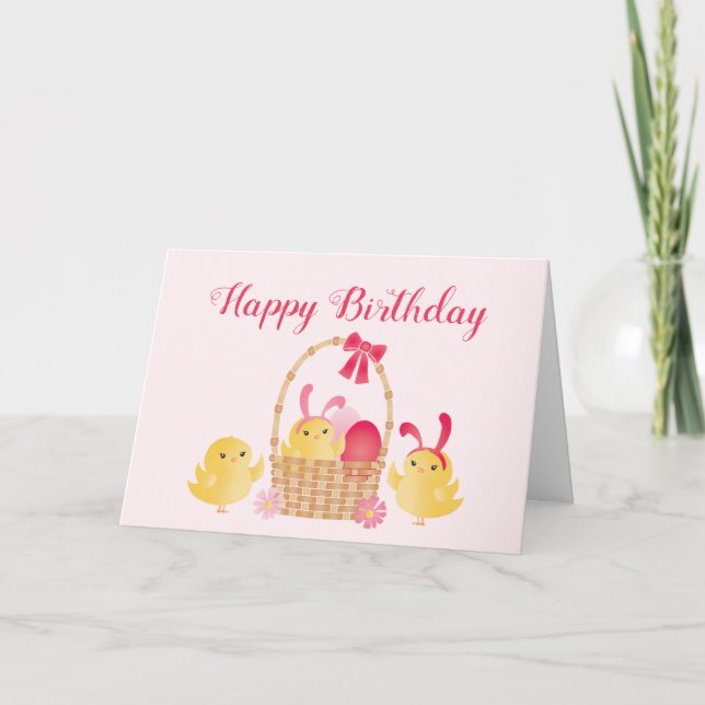 Carte Joyeux Enfants Bunny Ears rose (Devant)