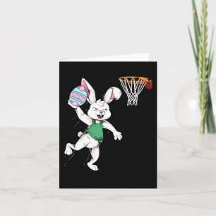 Carte Joyeux enfants de Pâques garçons Bunny Dunk Basket