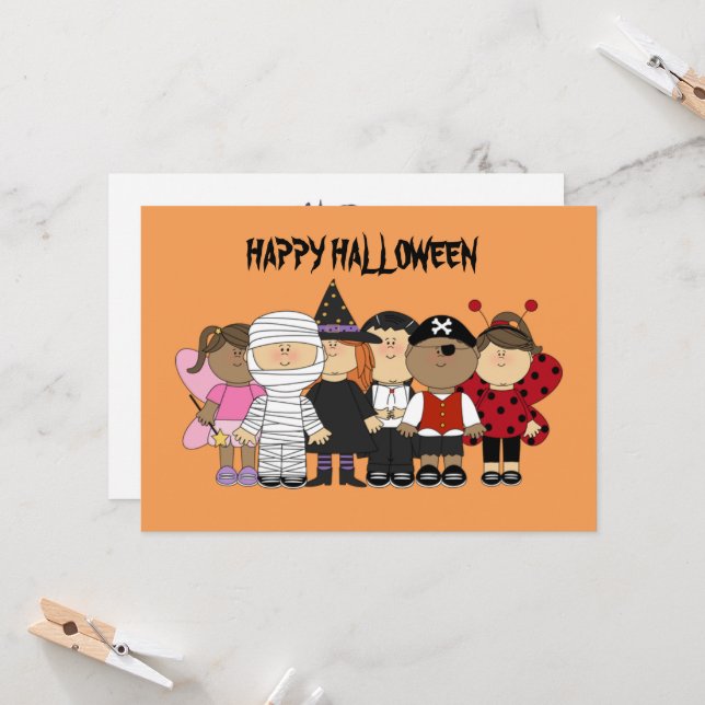 Carte Joyeux enfants d'Halloween (Devant/Arrière en situation)