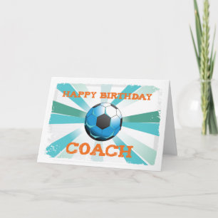 Carte Joyeux entraîneur de football Anniversaire Orange/