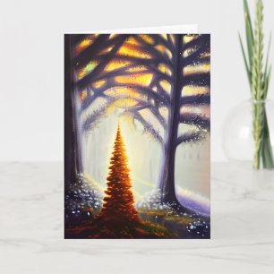 Carte Joyeux et lumineux Petit arbre de Noël illuminé