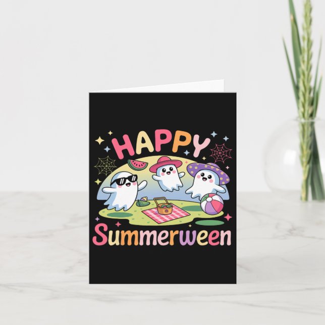 Carte Joyeux été d'été d'Halloween fantôme (Devant)