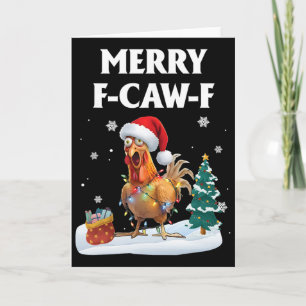 Carte Joyeux F-caw-f drôle de Père Noël poulet Coq de No