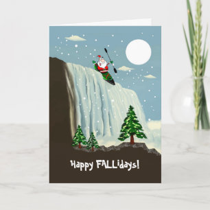 Carte Joyeux Fallidays Kayaking Santa Claus