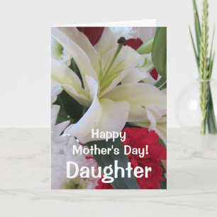 Carte Joyeux Fête des Mères-Fille-Blanc Lily Floral