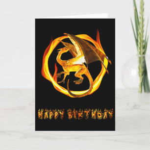 Carte Joyeux feu de dragon d'anniversaire