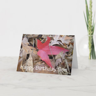 Carte Joyeux Fils d'anniversaire - Feuille rouge