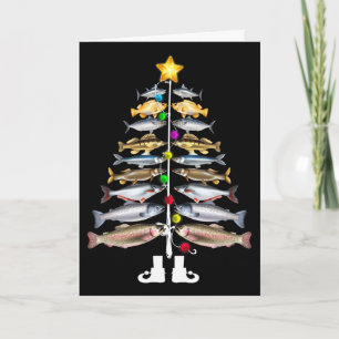 Carte Joyeux Fishmas Arbre de Noël Drôle de Pêche