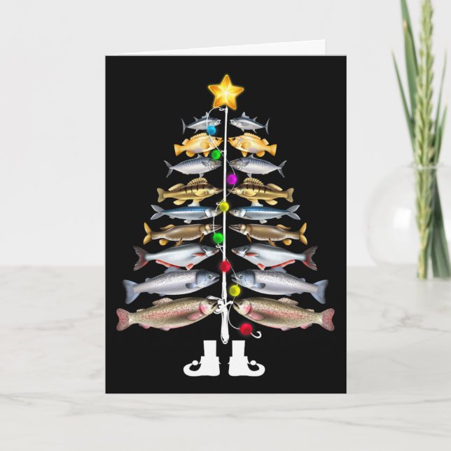 Carte Joyeux Fishmas Arbre de Noël Drôle de Pêche  (Devant)