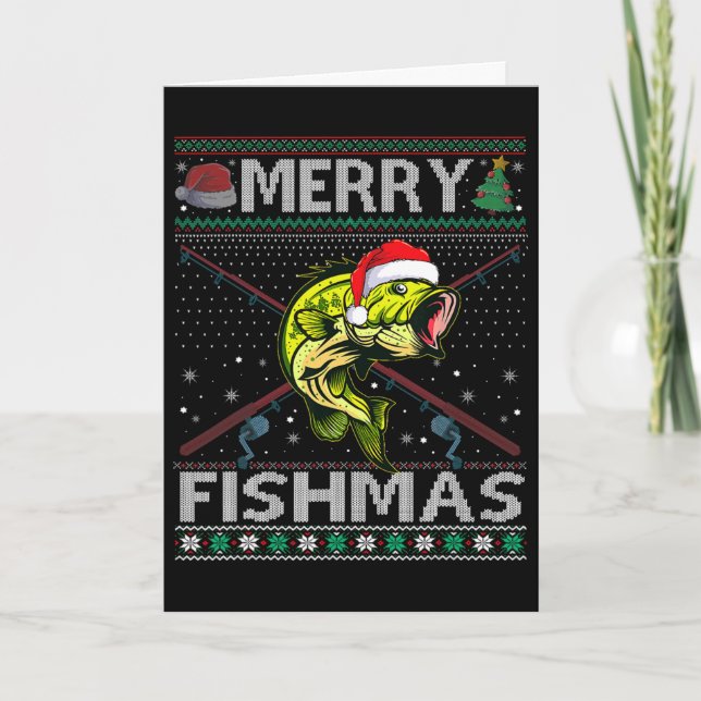 Carte Joyeux Fishmas Byss Poisson Pêche Noël Sweat Ugly (Devant)