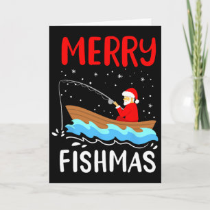 Carte Joyeux Fishmas Drôle de Noël Père Noël Pêche