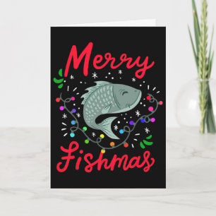 Carte Joyeux Fishmas Drôle de sapin de Noël Lumières Poi