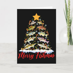 Carte Joyeux Fishmas Drôle de sapin de Noël Lumières Poi