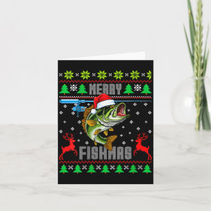 Carte Joyeux Fishmas Femmes B Poisson Pêche Drôle Noël M