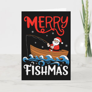 Carte Joyeux Fishmas Noël drôle Santa Claus pêche