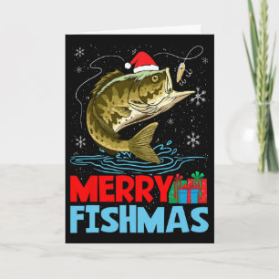 Carte Joyeux Fishmas Noël Vacances de pêche