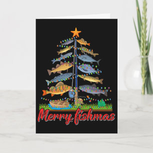 Carte Joyeux Fishmas Poisson d'avril drôle Arbre de Noël