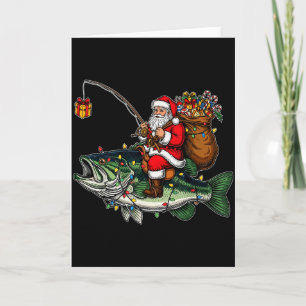 Carte Joyeux Fishmas Santa Amateurs de Pêche Drôle Pêche