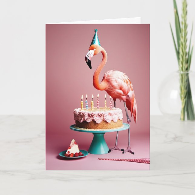 Carte Joyeux Flamant rose d'anniversaire (Devant)