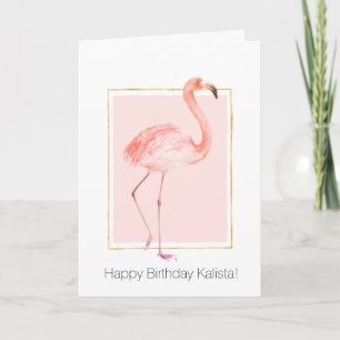 Carte Joyeux Flamant rose rose