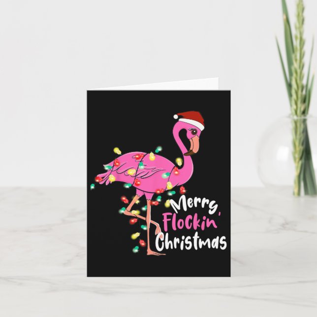 Carte Joyeux flocage Flamant rose de Noël Noël Noël (Devant)