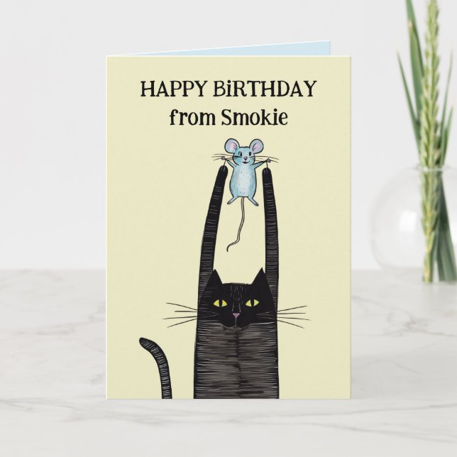 Carte Joyeux fronton d'anniversaire votre chat, Chats no (Devant)
