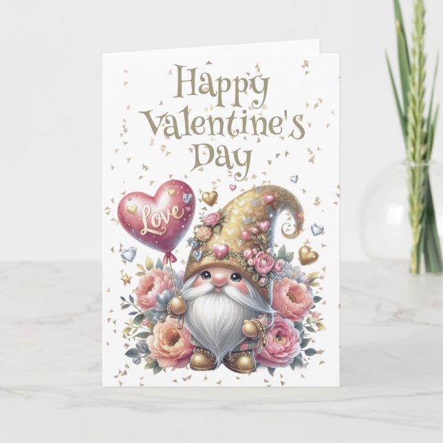 Carte Joyeux Gnome de la Saint-Valentin (Devant)