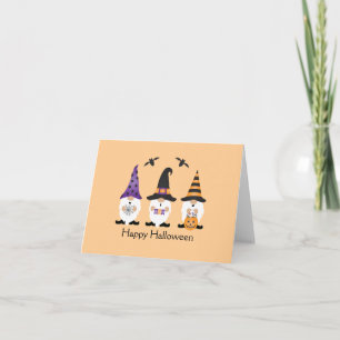 Carte Joyeux Gnomes d'Halloween violet orange
