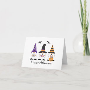 Carte Joyeux Gnomes d'Halloween violet orange