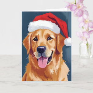 Carte Joyeux Golden Retriever Chien au chapeau de Père