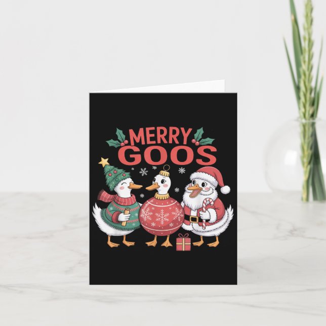 Carte Joyeux Goose Sur Le Perdu Drôle Noël Silly Hum (Devant)