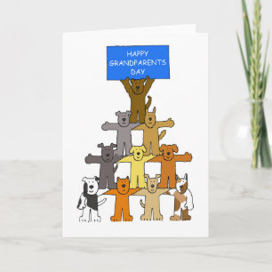 Carte Joyeux grand-parents Day Cartoon Chiens