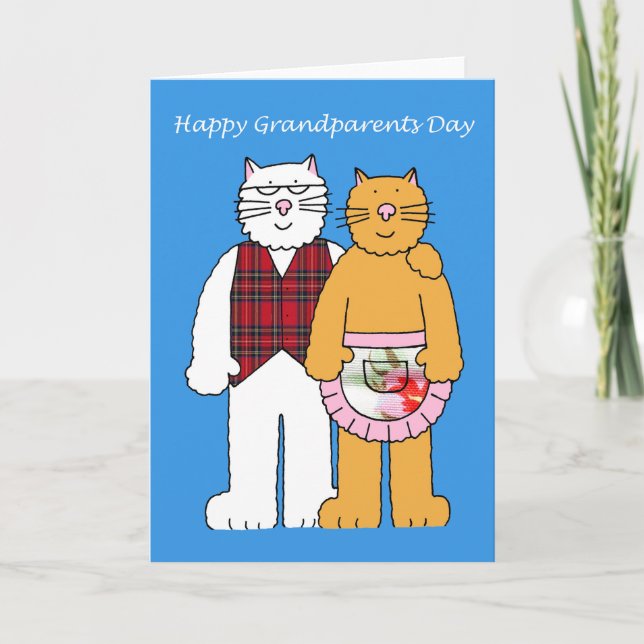 Carte Joyeux Grand-Parents Day Cute Cartoon Cats. (Devant)