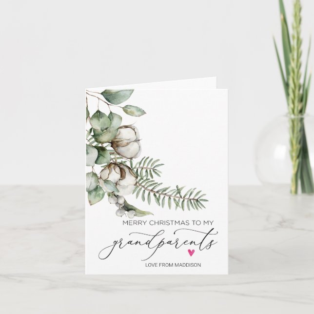 Carte Joyeux grands-parents de Noël de la petite-fille (Devant)