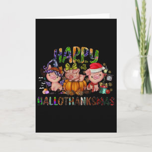 Carte Joyeux Hallothanksmas Adorables Cochons Animaux de