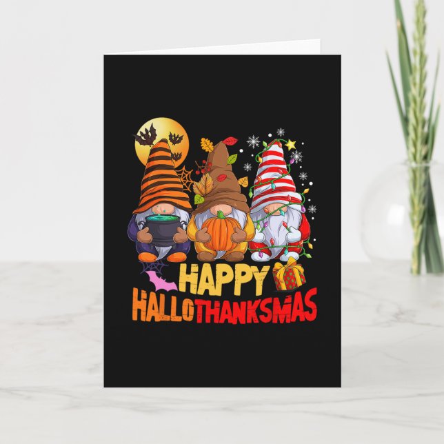 Carte Joyeux Hallothanksmas Amoureux des Gnomes Hallowee (Devant)